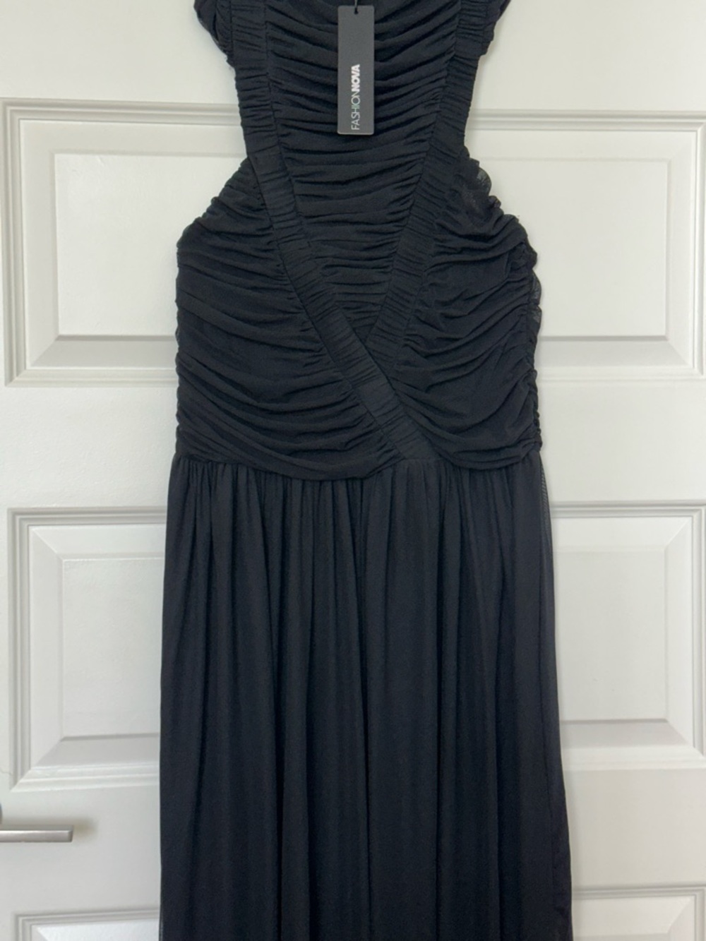 Black Ruched Maxi Dress - Picture 2 of 6